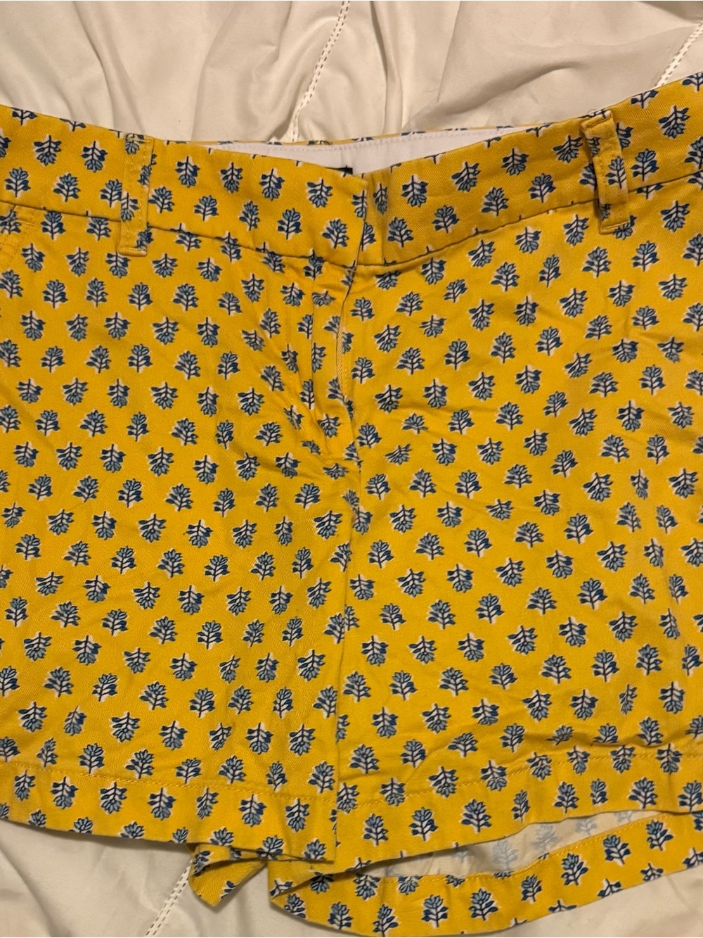 J Crew size 10 Chino shorts Yellow Blue Botanical preppy shorts
